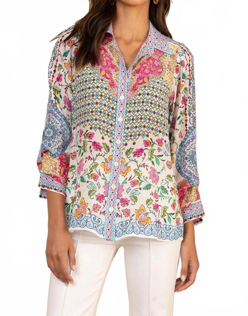 NEW HALE BOB inez button up silk top in ivory